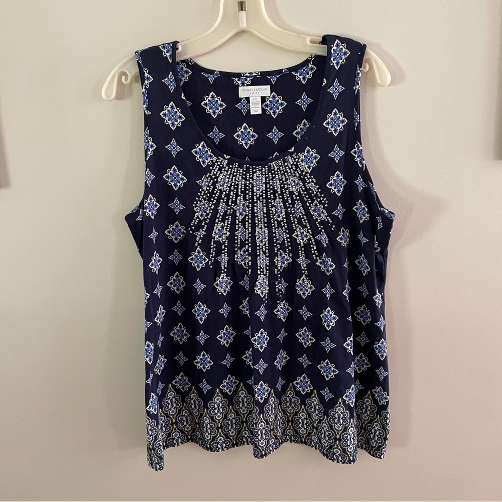 Charter Club Navy Blue Tank Top sz P/L